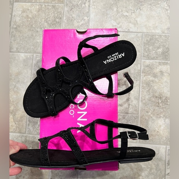 NEW NIB AZ Arizona black sandals dressy Marley 8.5 8 1/2‎ - Picture 2 of 4
